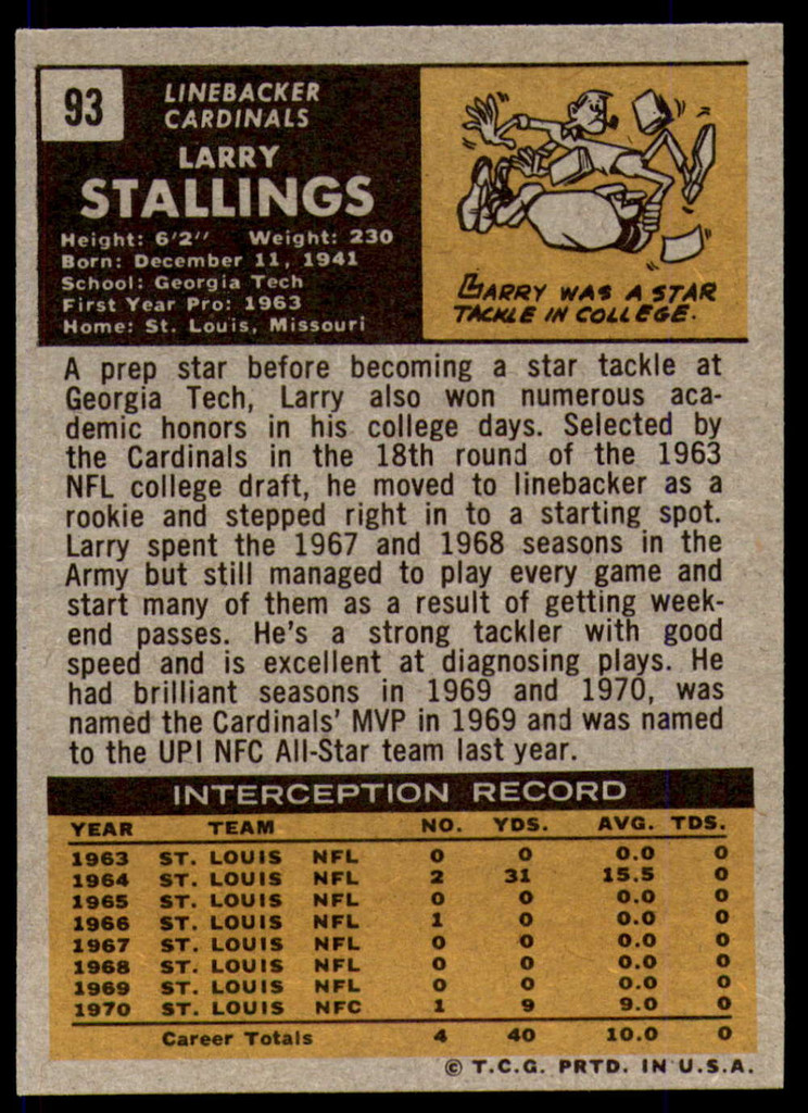 1971 Topps # 93 Larry Stallings NM-Mint 