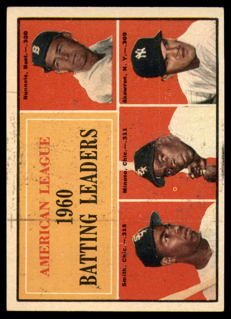 1961 Topps #42 Skowron/Minoso/Runnels AL Batting Leaders Excellent+  ID: 139671