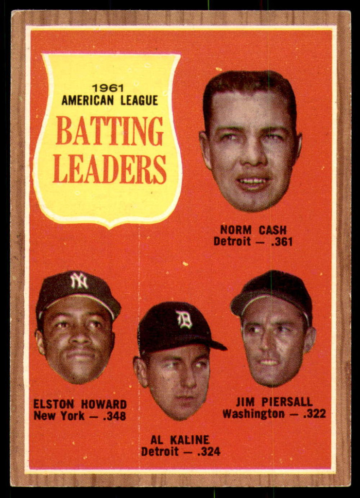 1962 Topps #51 Cash/Howard/Kaline/Piersall A.L. Batting Leaders Excellent+  ID: 194508
