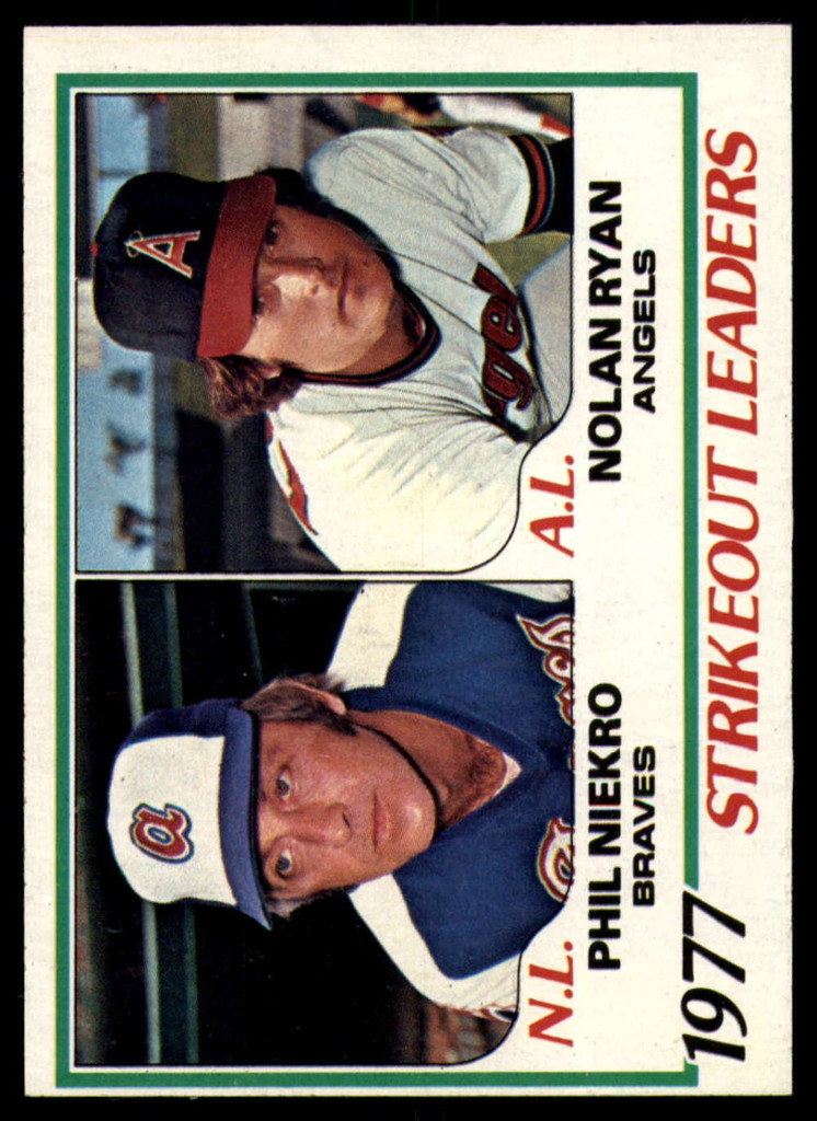 1978 Topps #206 Phil Niekro/Nolan Ryan Strikeout Leaders DP Near Mint  ID: 145871