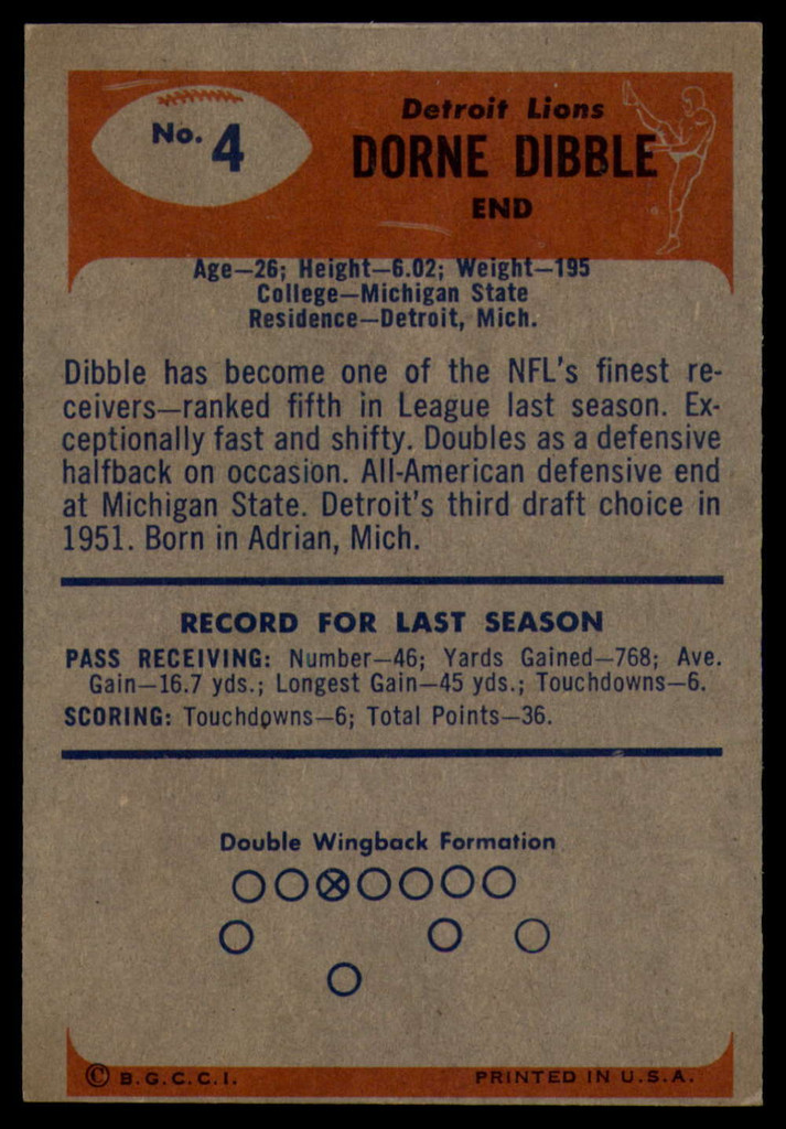 1955 Bowman #4 Dorne Dibble NM Near Mint 