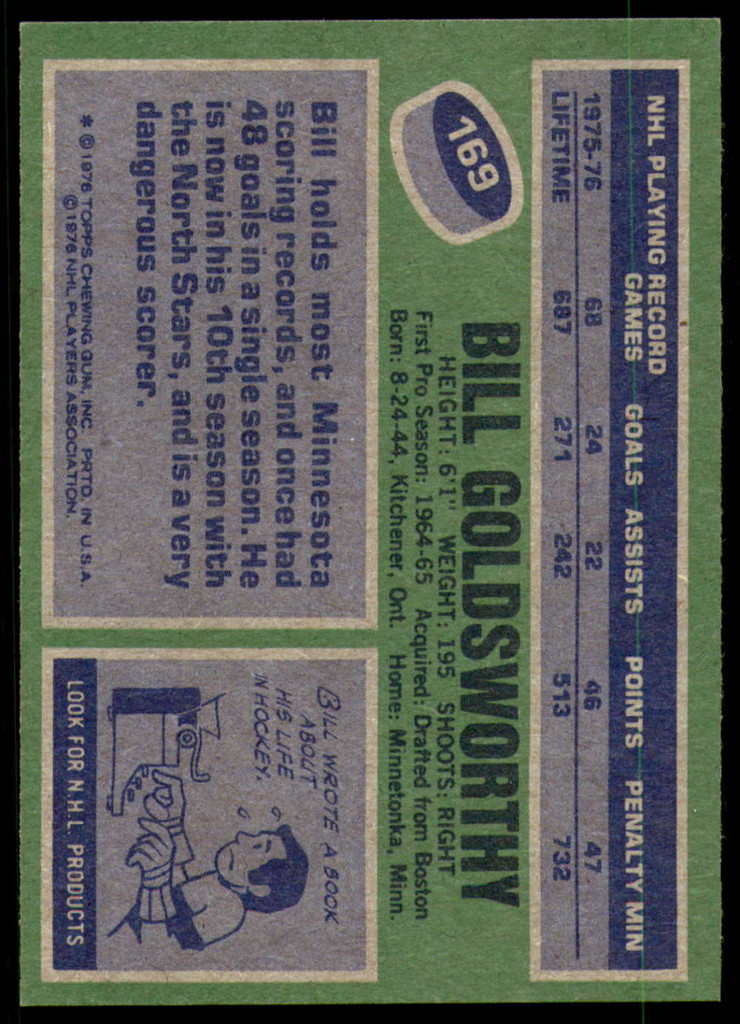 1976-77 Topps #169 Bill Goldsworthy NM 