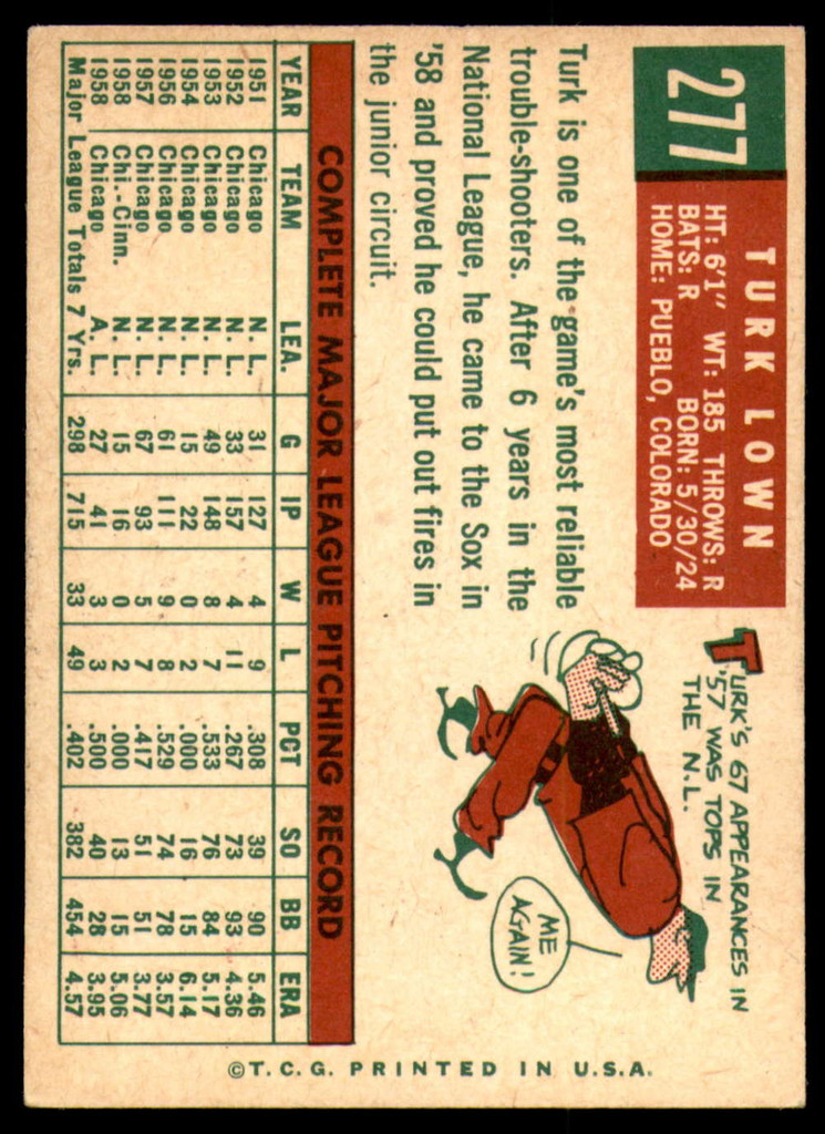 1959 Topps #277 Turk Lown Excellent  ID: 192069
