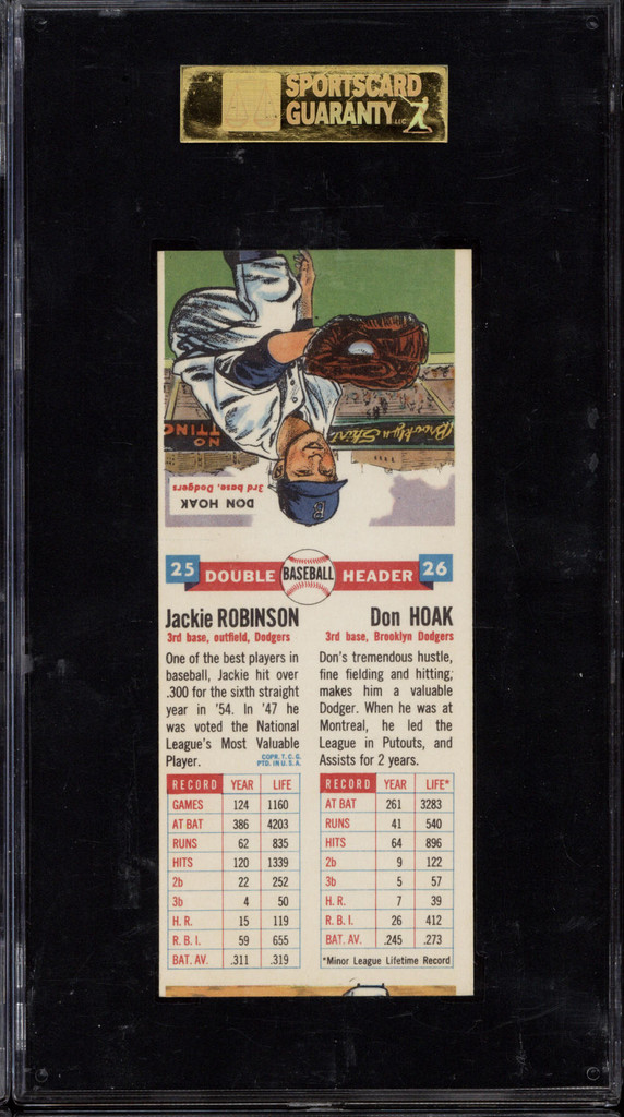 1955 Topps Double Header #25 26 Jackie Robinson Brooklyn Dodgers SGC 7 Near Mint