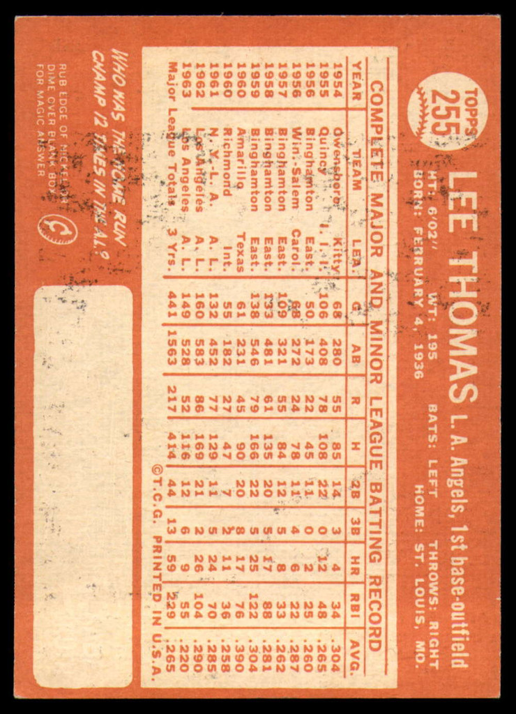 1964 Topps #255 Lee Thomas EX/NM 