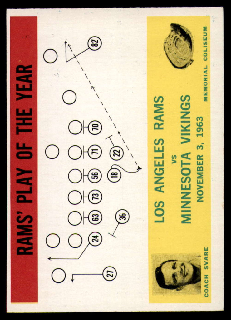 1964 Philadelphia # 98 Harland Svare Rams Play of the Year Near Mint  ID: 130179