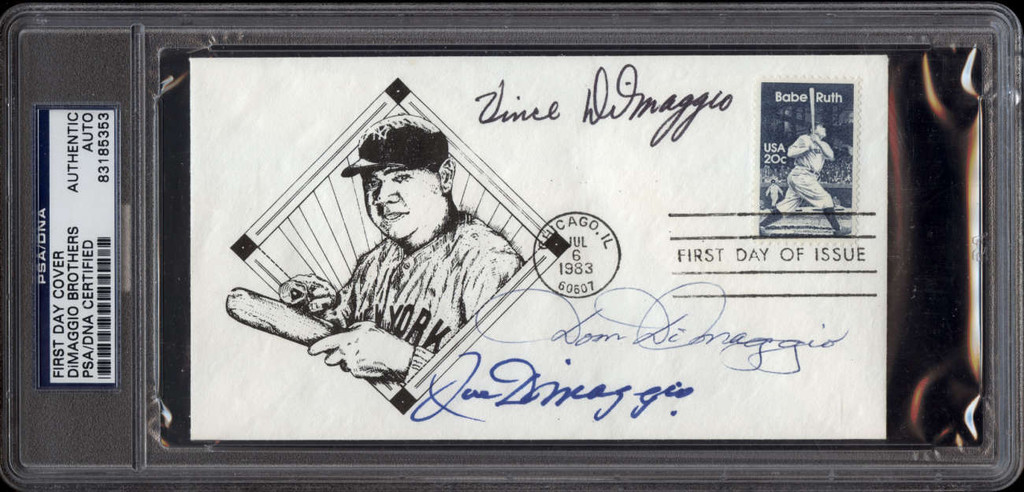 Joe DiMaggio Dom Vince PSA/DNA Authenticated FDC Brothers Autograph Auto Signed New York Yankees