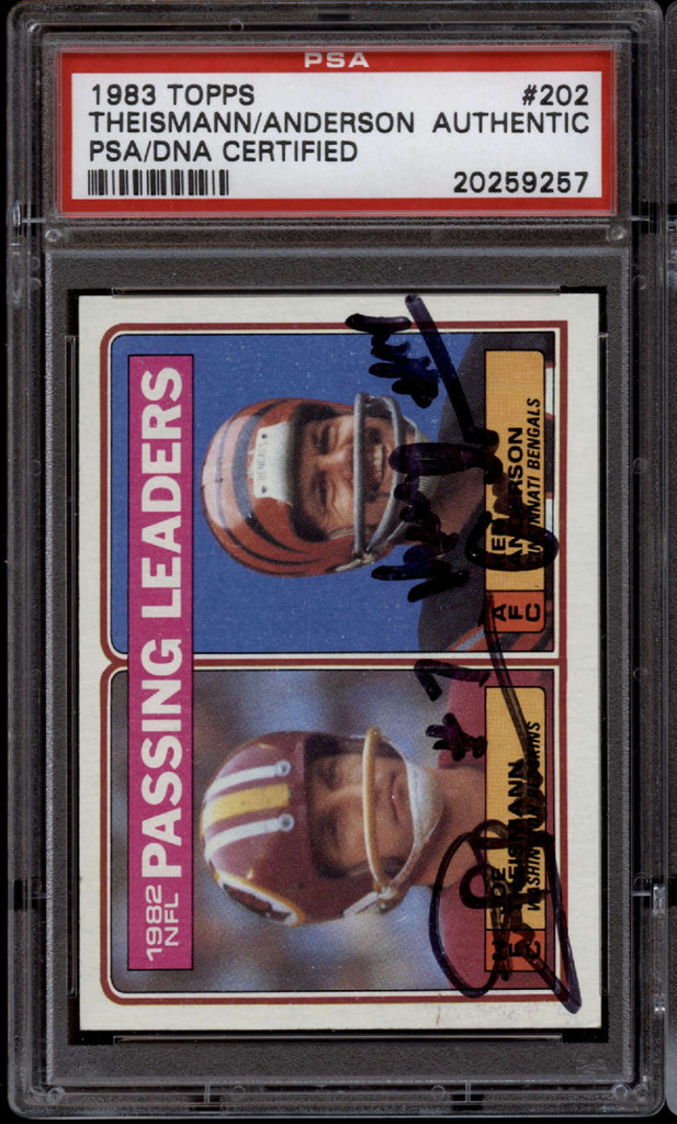 1983 Topps #202 Joe Theismann Ken Anderson PSA/DNA Signed Auto Passing Leaders Dual Signed!