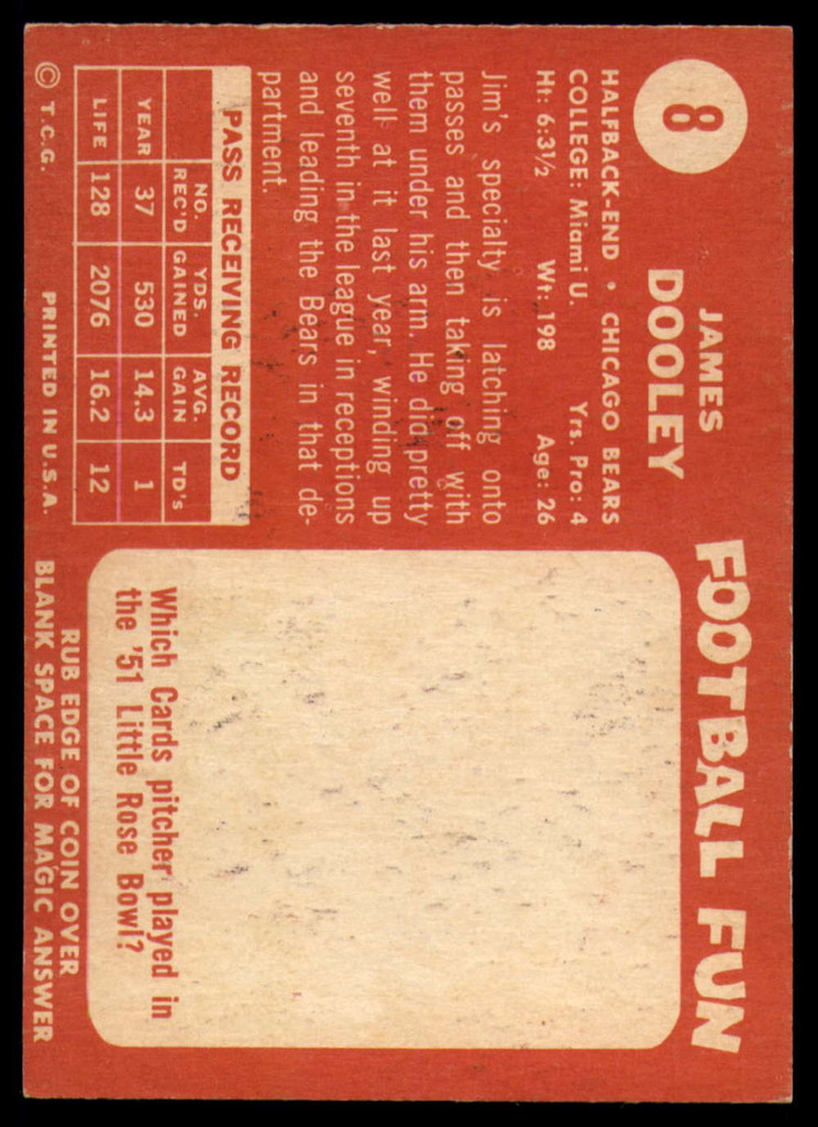 1958 Topps #8 Jim Dooley EX/NM  ID: 129266