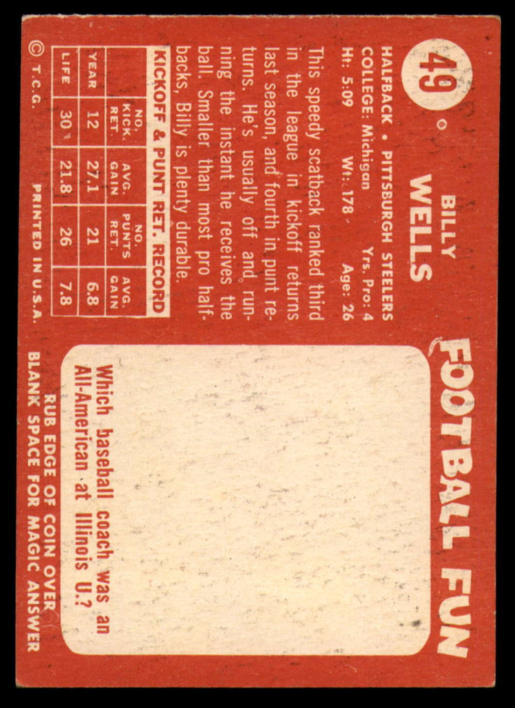 1958 Topps #49 Billy Wells UER EX/NM  ID: 125947