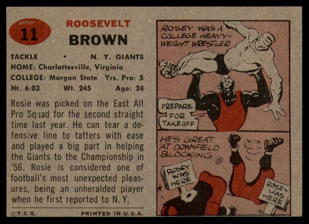 1957 Topps #11 Roosevelt Brown NM+  ID: 90683