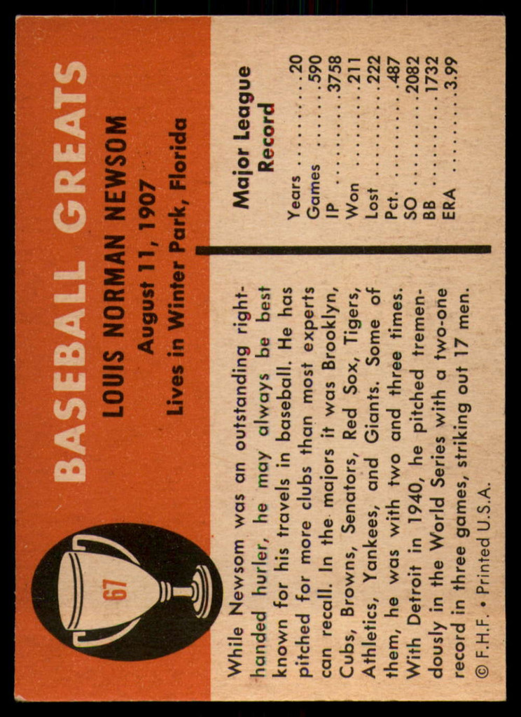 1961 Fleer #67 Bobo Newsom Ex-Mint  ID: 175985