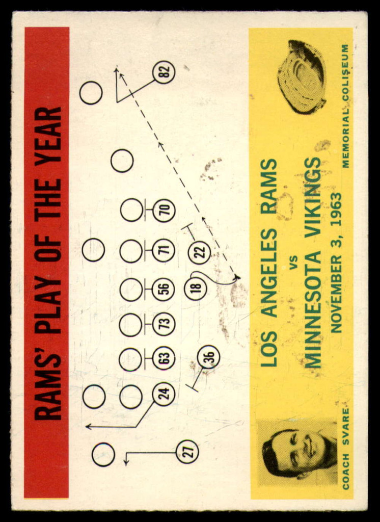 1964 Philadelphia # 98 Harland Svare Rams Play of the Year Ex-Mint  ID: 140082