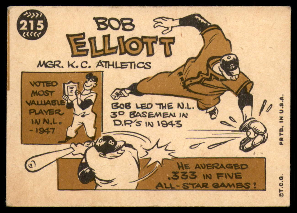 1960 Topps #215 Bob Elliott MG Very Good  ID: 152954