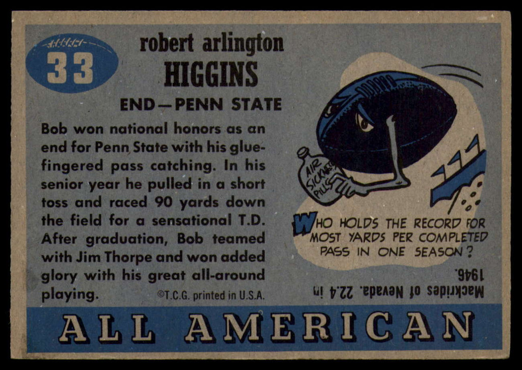 1955 Topps All American #33 Bob Higgins EX/NM  ID: 90381
