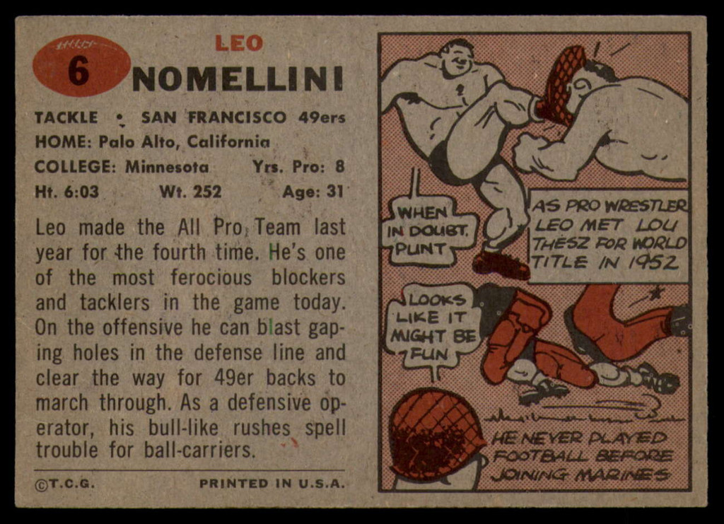 1957 Topps #6 Leo Nomellini EX/NM  ID: 90676