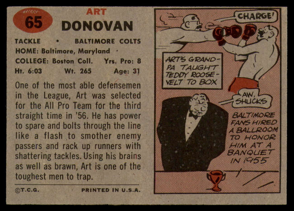 1957 Topps #65 Art Donovan EX++  ID: 84417