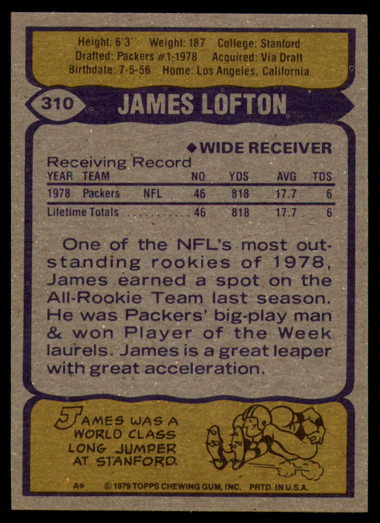 1979 Topps #310 James Lofton NM-MT RC Rookie