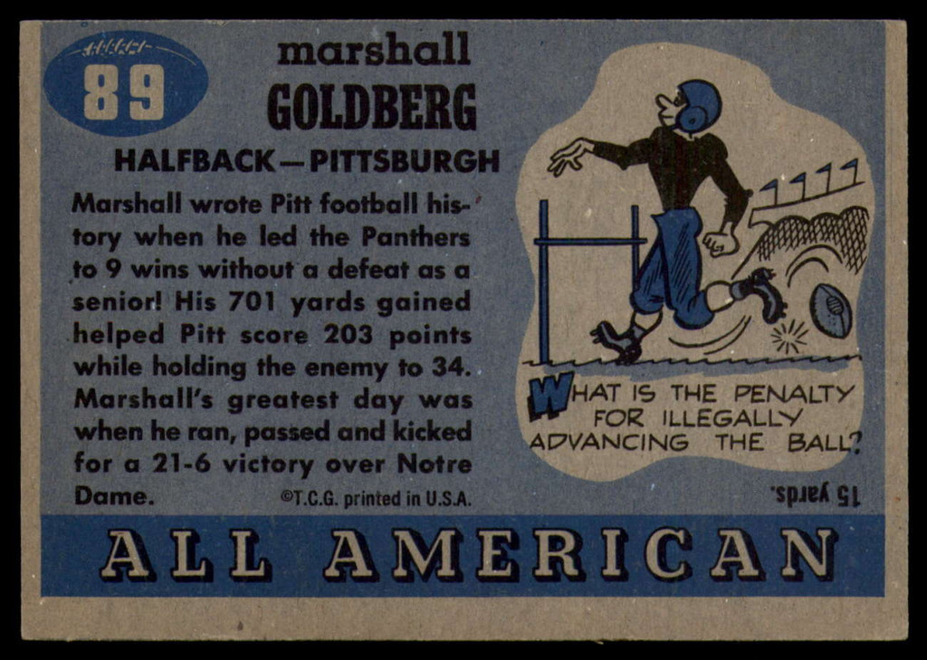 1955 Topps All American #89 Marshall Goldberg EX++  ID: 90469