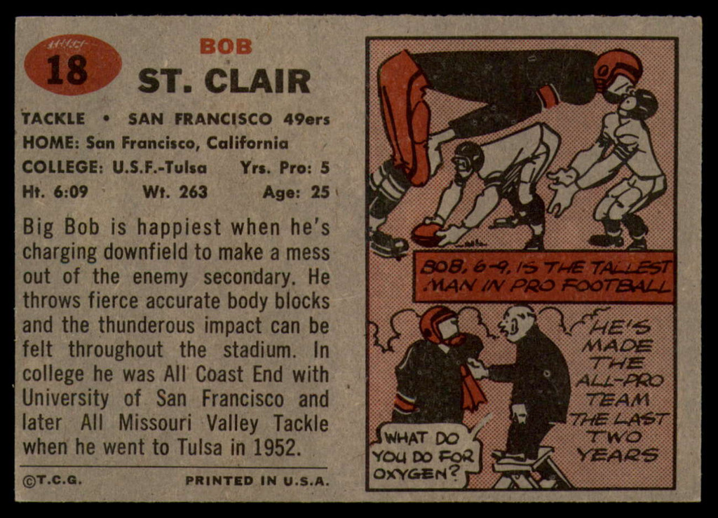 1957 Topps #18 Bob St. Clair NM  ID: 84375