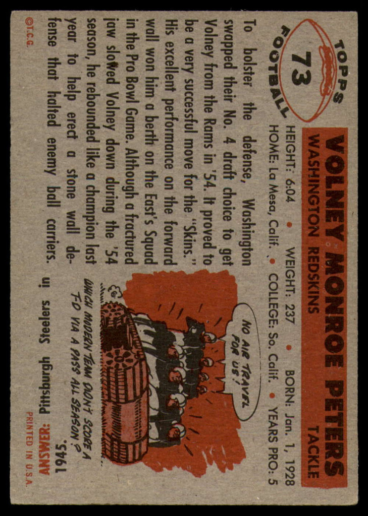 1956 Topps #73 Volney Peters EX SP