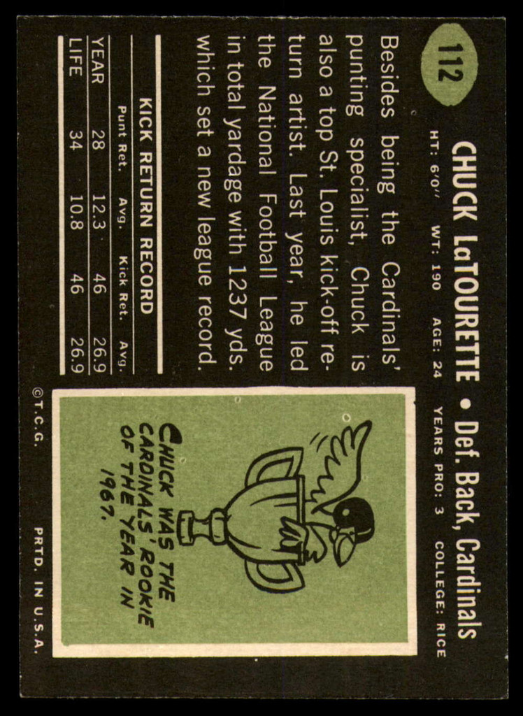 1969 Topps #112 Chuck LaTourette Near Mint+  ID: 147948