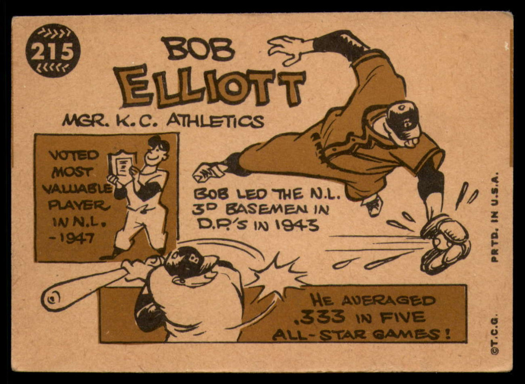 1960 Topps #215 Bob Elliott MG Very Good  ID: 139248