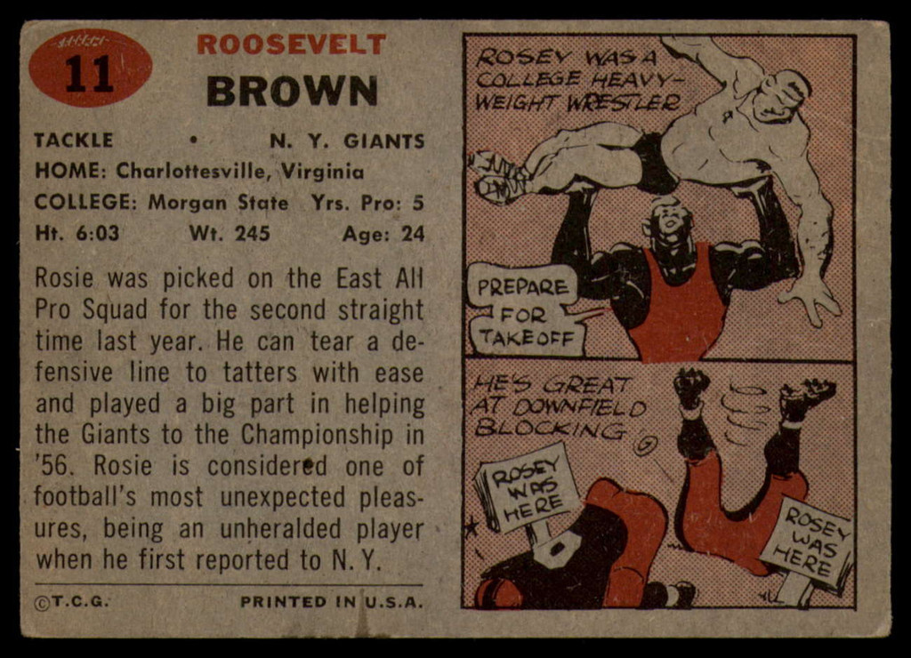1957 Topps #11 Roosevelt Brown EX