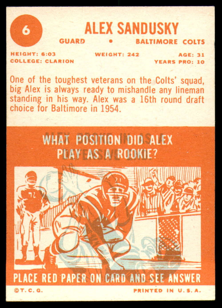 1963 Topps #   6 Alex Sandusky Excellent+  ID: 167006