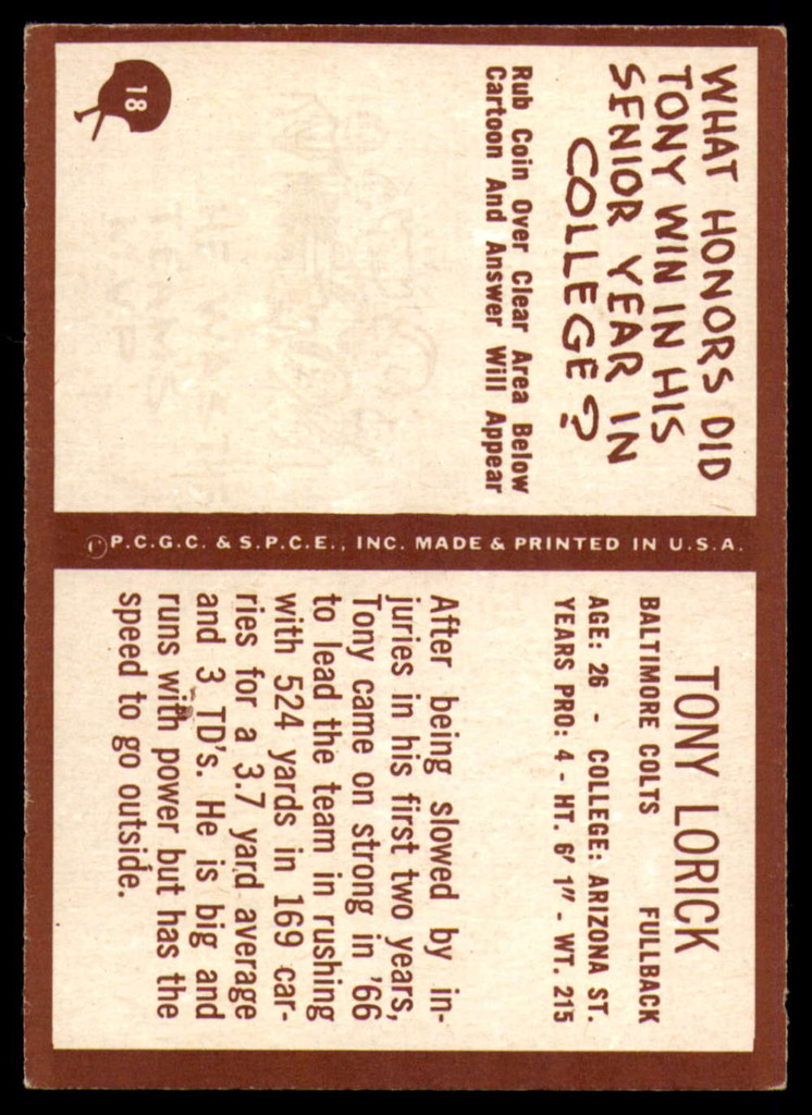 1967 Philadelphia #18 Tony Lorick Ex-Mint  ID: 130861