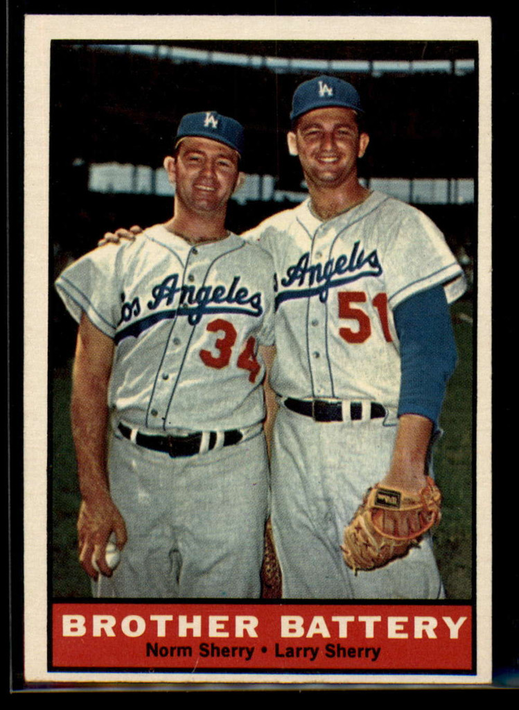 1961 Topps #521 Norm Sherry/Larry Sherry Brother Battery NM++