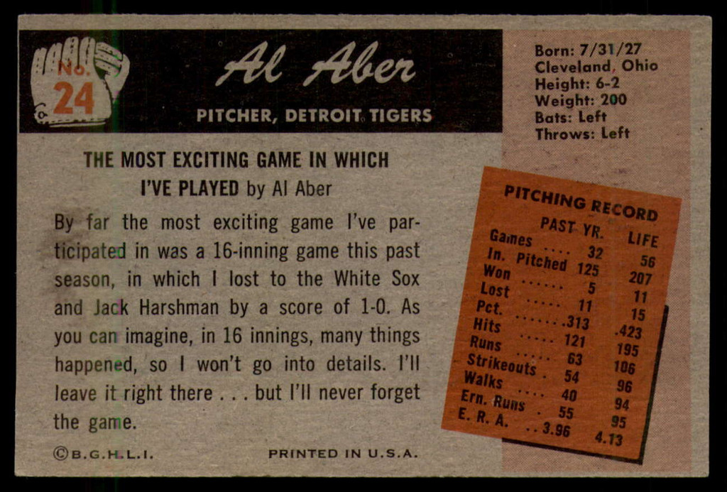 1955 Bowman #24 Al Aber EX/NM ID: 57208