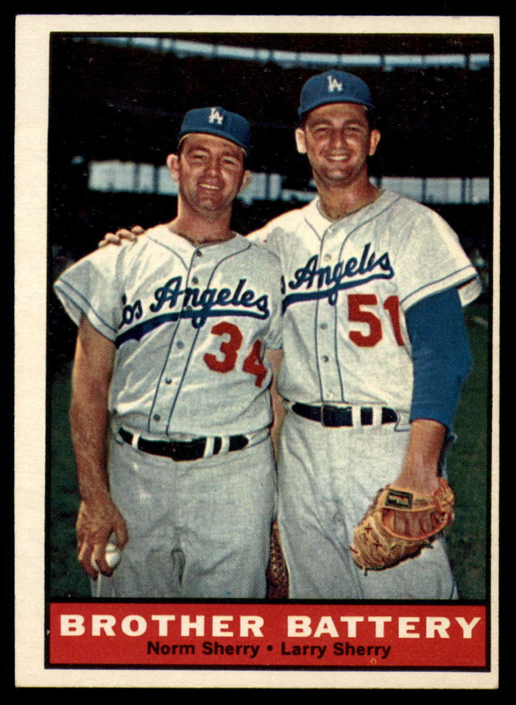 1961 Topps #521 Norm Sherry/Larry Sherry Brother Battery NM Near Mint 