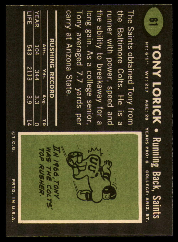 1969 Topps # 61 Tony Lorick Near Mint  ID: 154201