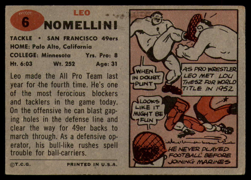 1957 Topps #6 Leo Nomellini VG/EX