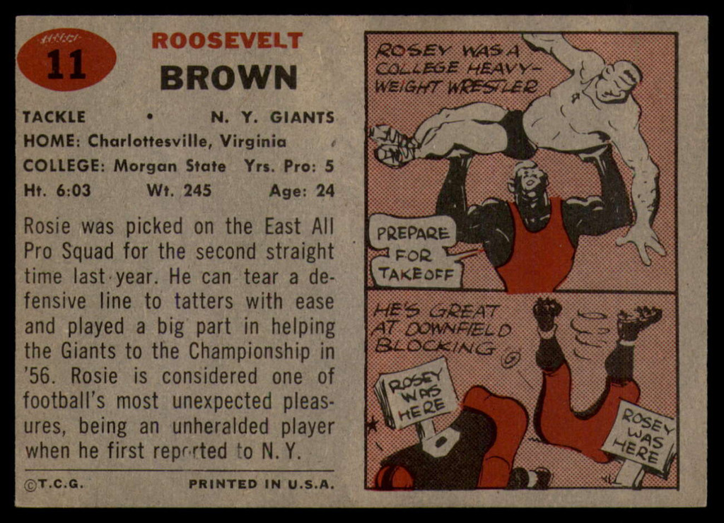 1957 Topps #11 Roosevelt Brown VG  ID: 90682