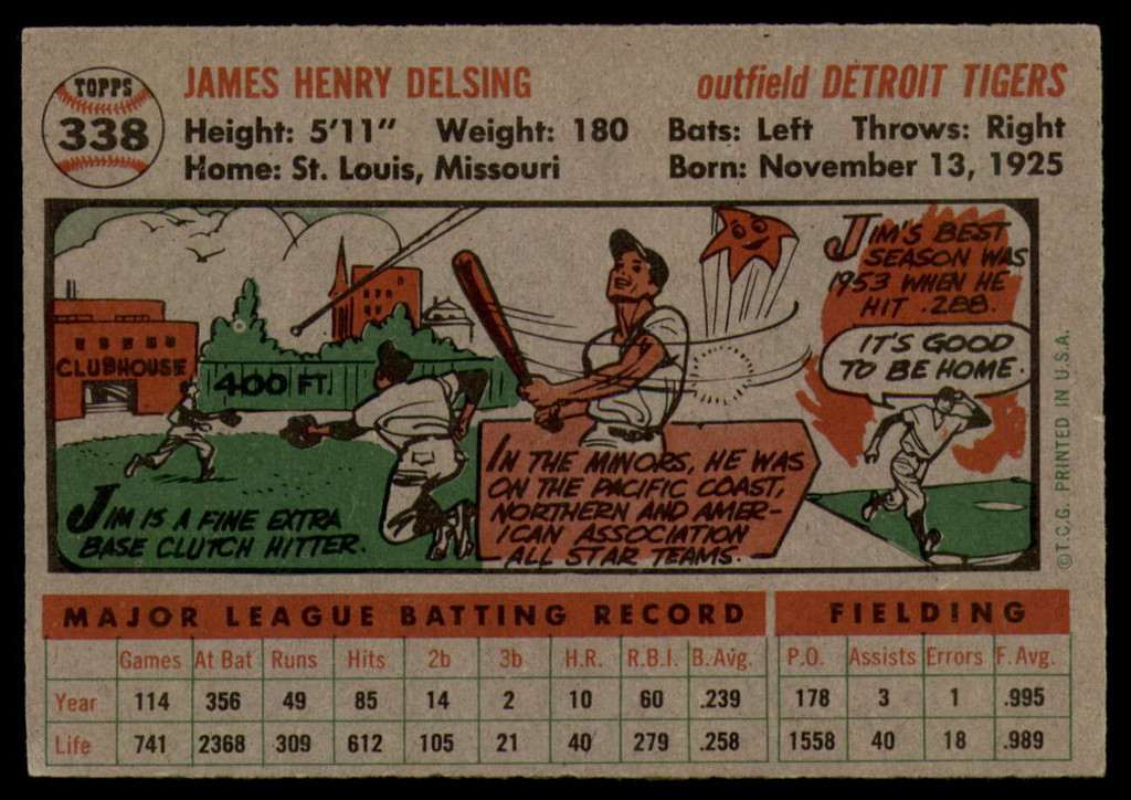 1956 Topps #338 Jim Delsing EX++ ID: 59742