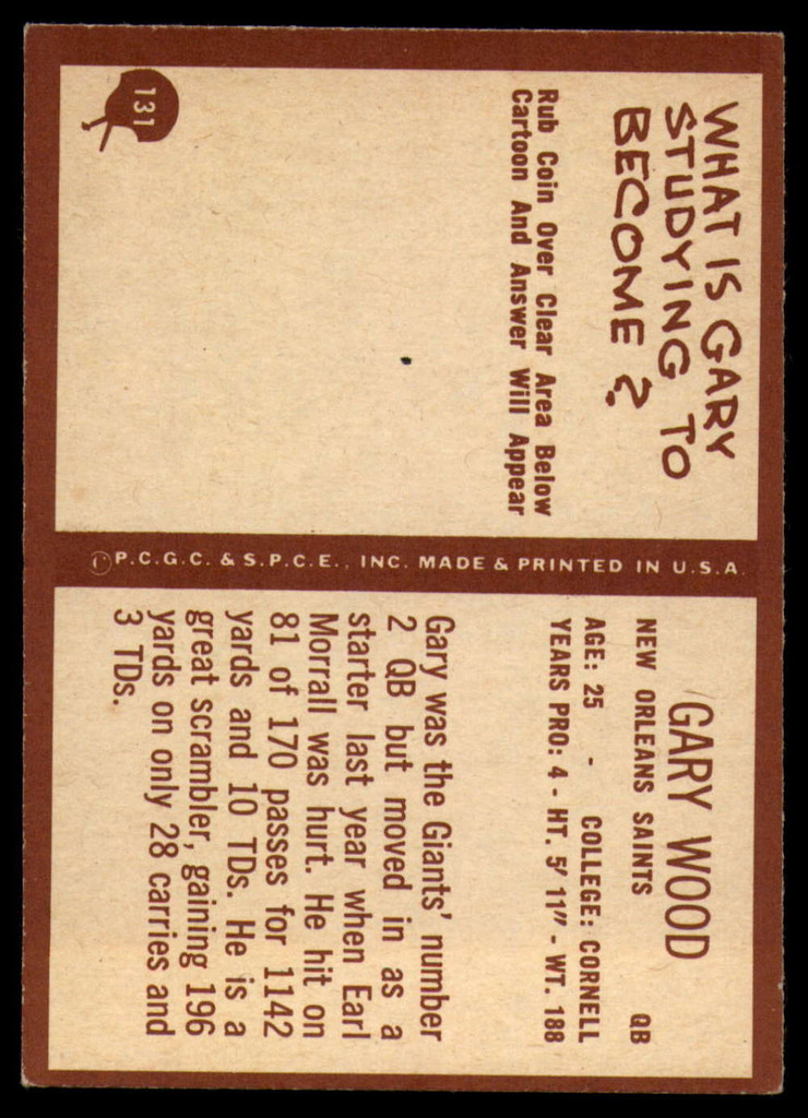 1967 Philadelphia #131 Gary Wood Excellent+  ID: 141488
