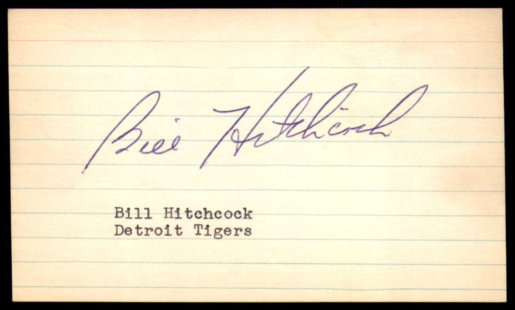 Billy Hitchcock SIGNED 3X5 INDEX CARD AUTHENTIC AUTOGRAPH Detroit Tigers Vintage Signature