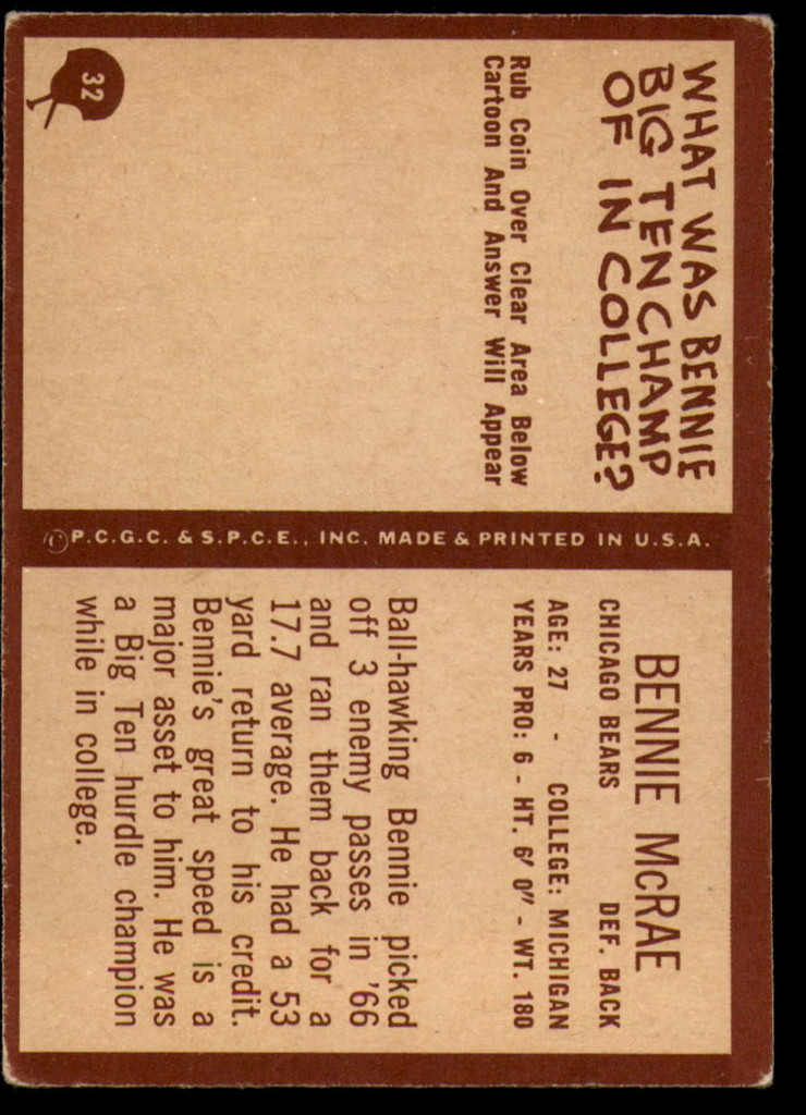 1967 Philadelphia #32 Bennie McRae Excellent+  ID: 141270