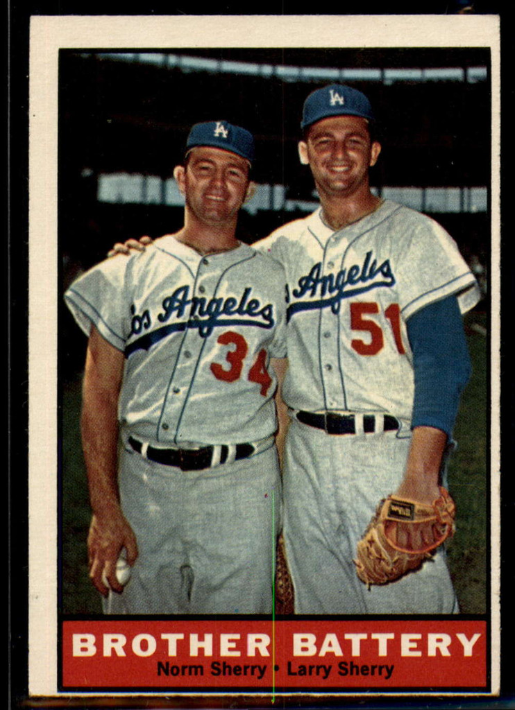 1961 Topps #521 Norm Sherry/Larry Sherry Brother Battery EX/NM ID: 51307