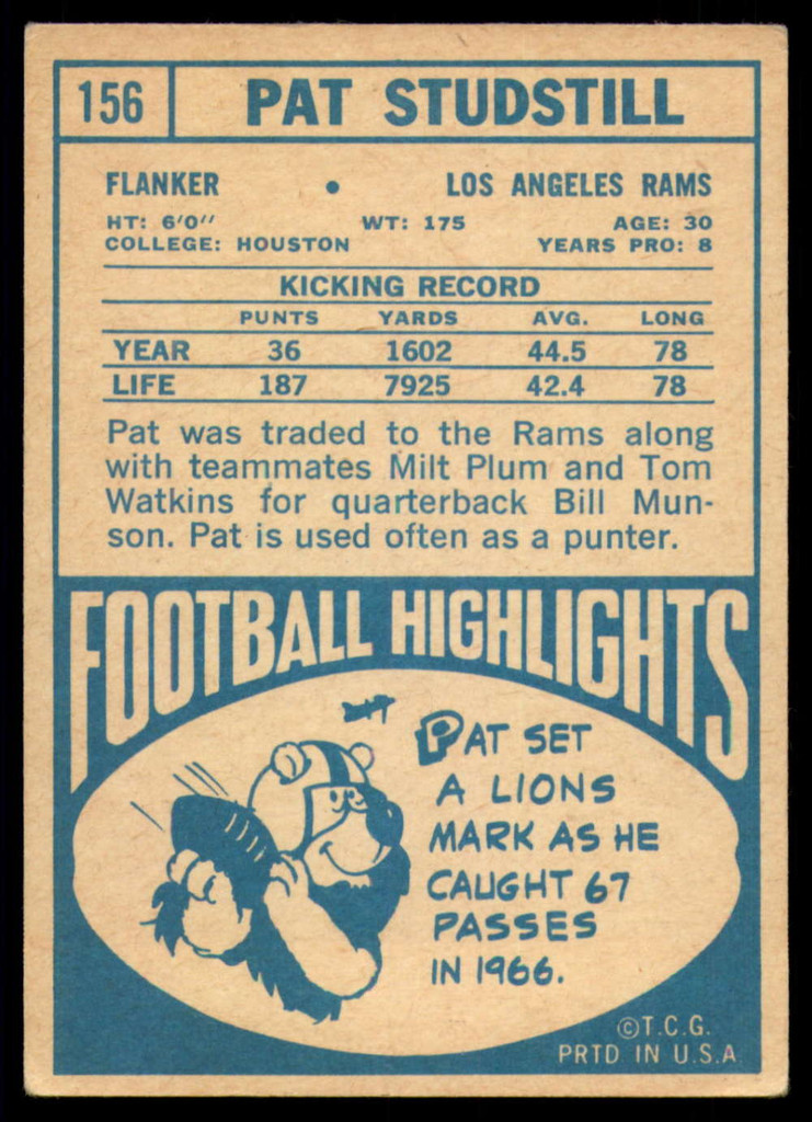 1968 Topps #156 Pat Studstill Excellent+  ID: 143007