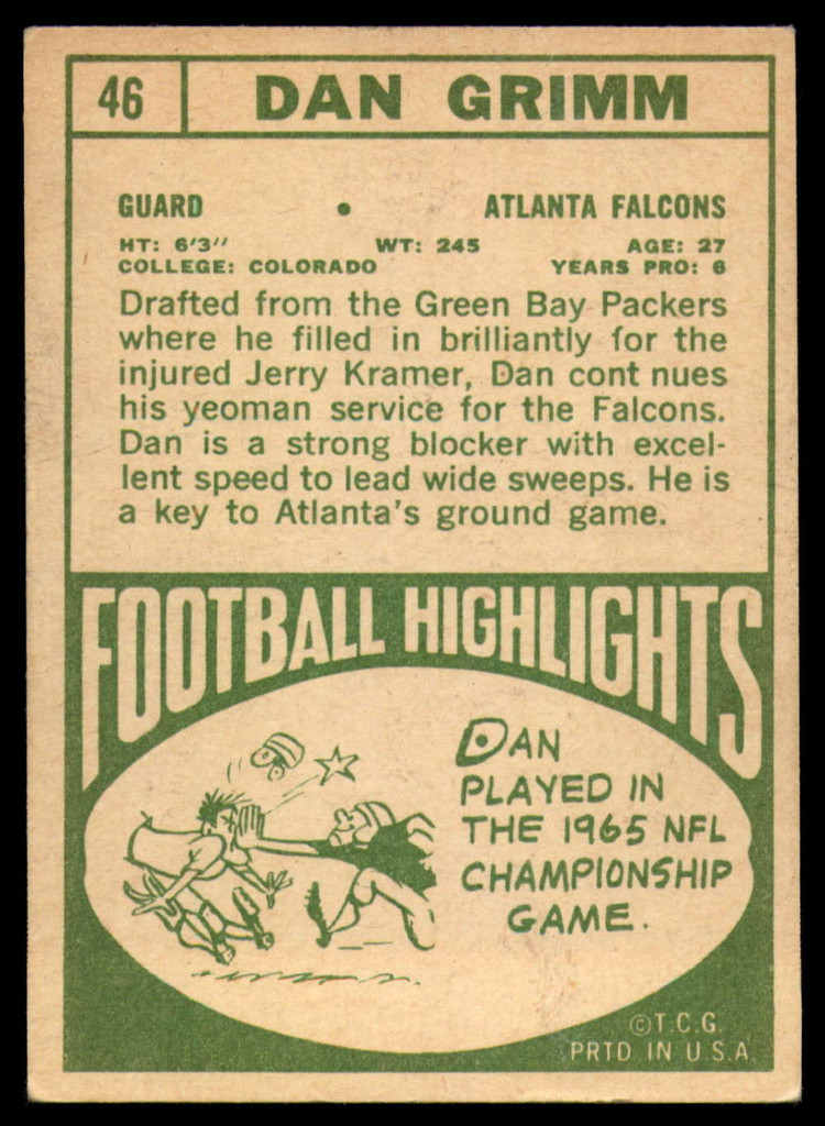 1968 Topps # 46 Dan Grimm Very Good  ID: 141852