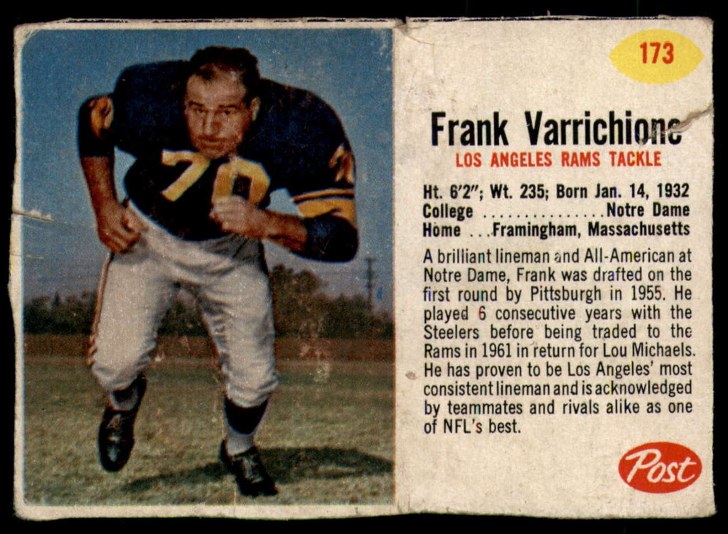 1962 Post Cereal #173 Frank Varrichione Good 