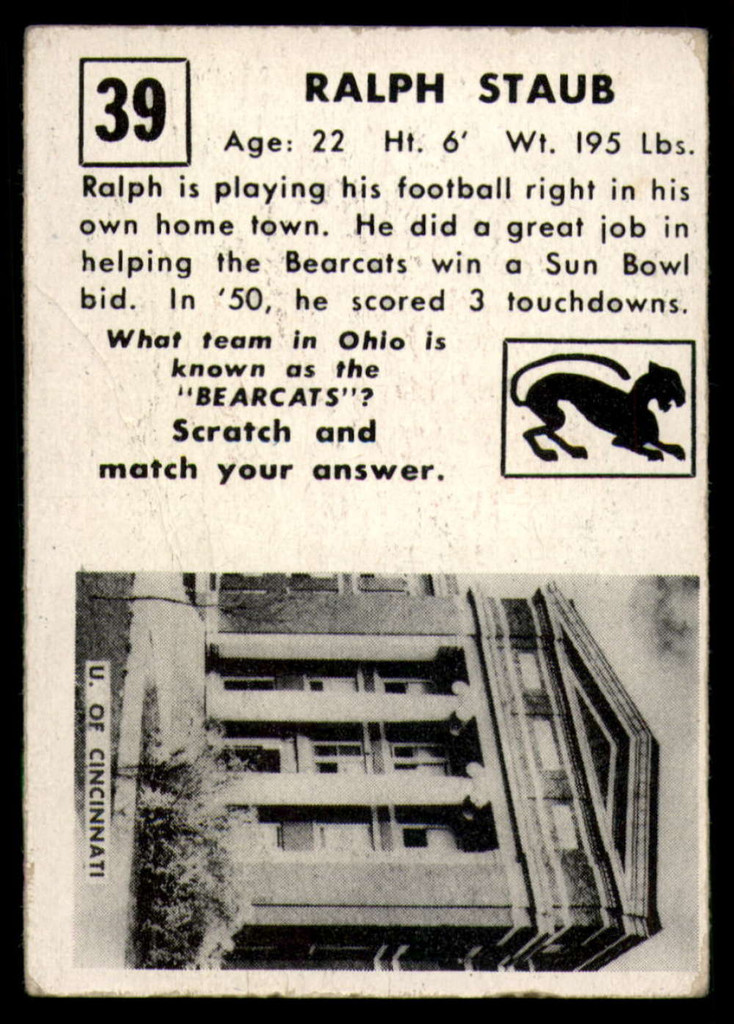 1951 Topps #39 Ralph Staub G/VG 