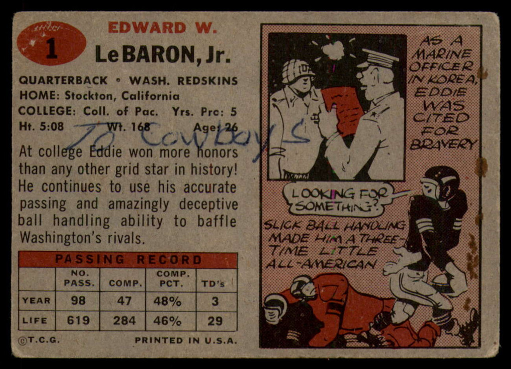 1957 Topps #1 Eddie LeBaron P