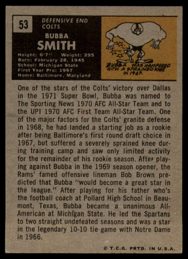 1971 Topps # 53 Bubba Smith EX++ 