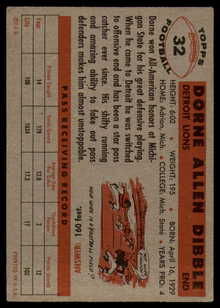 1956 Topps #32 Dorne Dibble EX