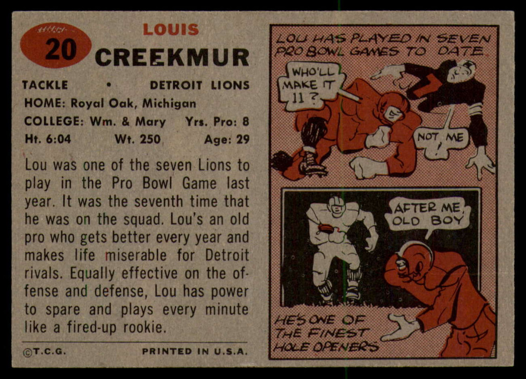 1957 Topps #20 Lou Creekmur VG