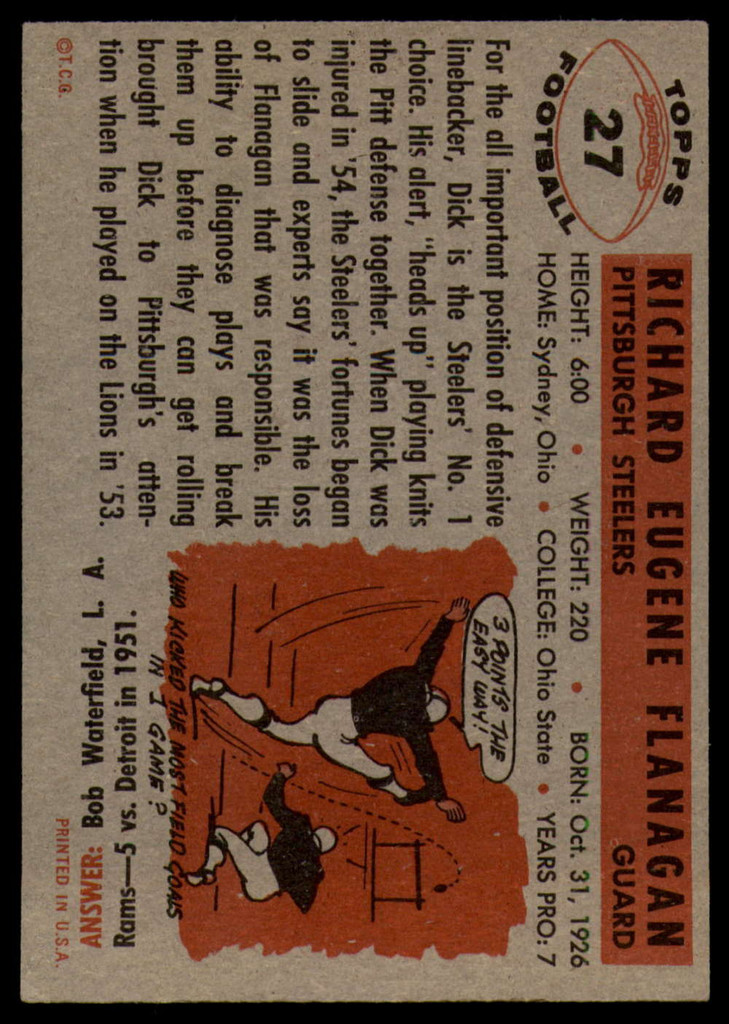 1956 Topps #27 Dick Flanagan EX++ ID: 79343